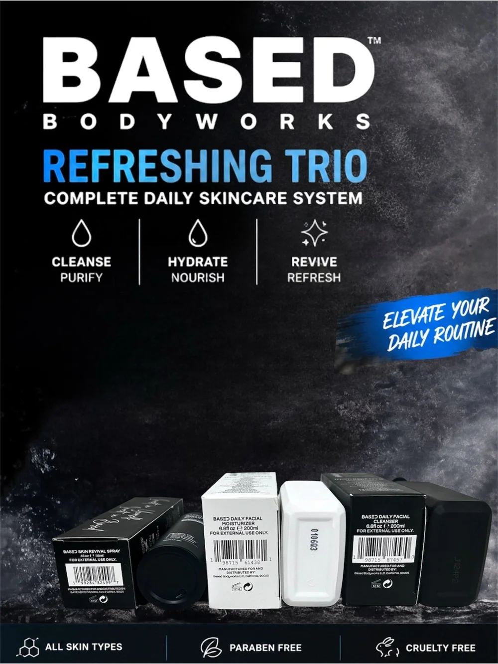 BASED BODYWORKS Refreshing Trio Skincare Set NEW in Box